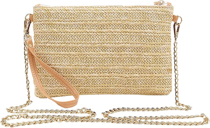 Beurlike Straw Clutch Purses for Women Beach Wristlet Wallet Small Cross body bag for Girls - Image 1